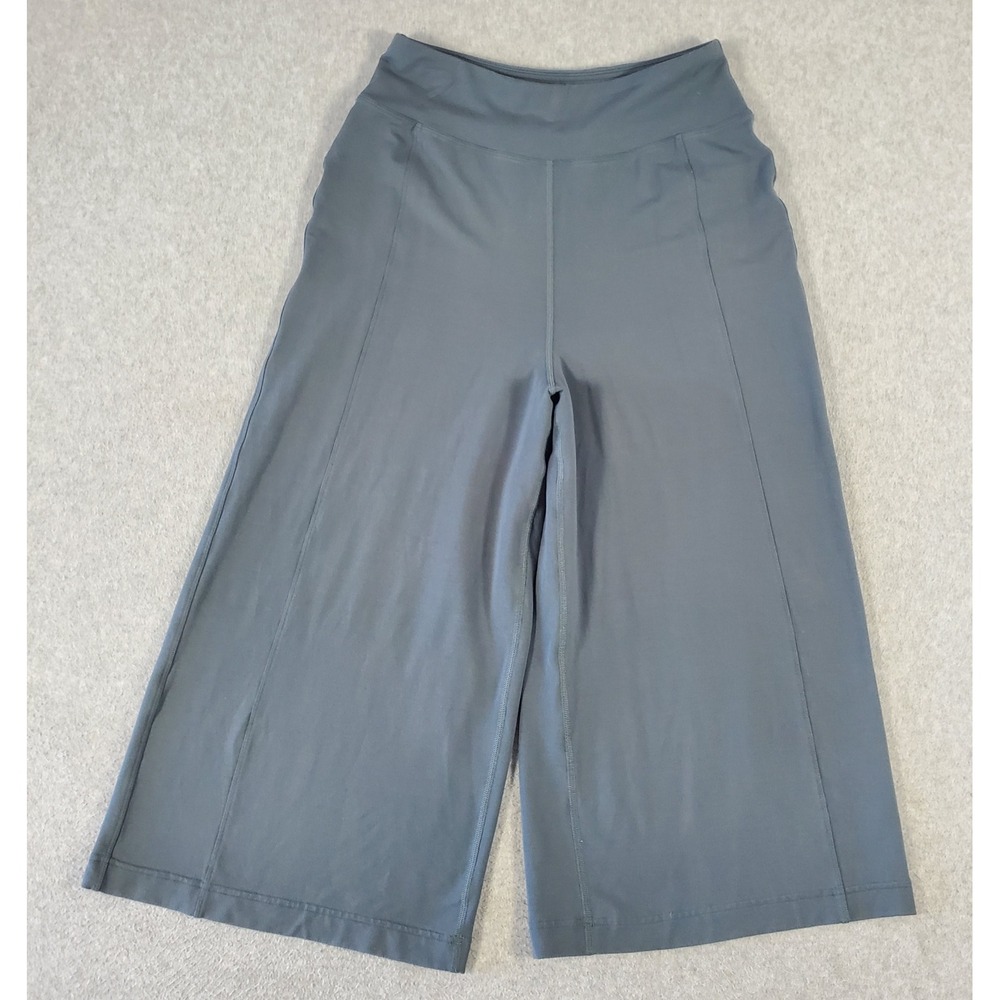 Lululemon Wide Leg Crop Pants Gray Blue High Rise Womens 8 Yoga Trousers 26x21